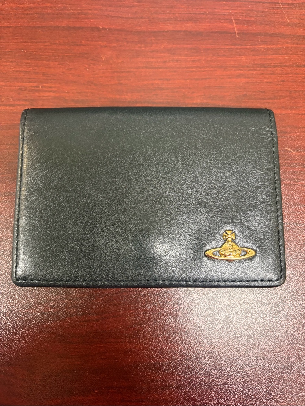 Vivienne Westwood Black Card Holder with Gold Orb Logo